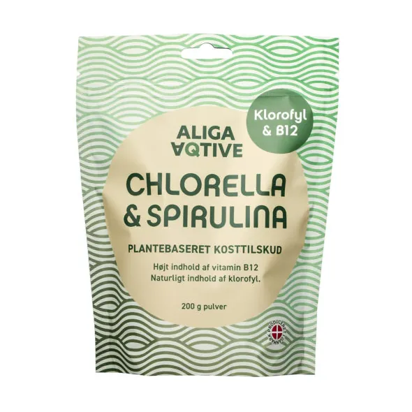 Aliga Aqtive Chlorella og Spirulina Pulver | 200 g