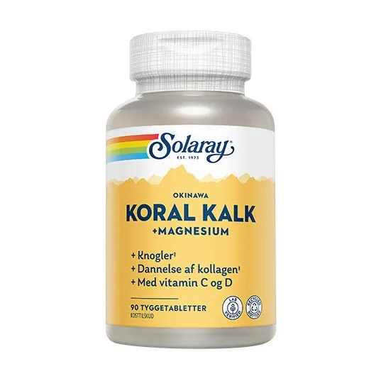 KoralKalk med vit. C og D tyggetablet | 90 tab | Solaray