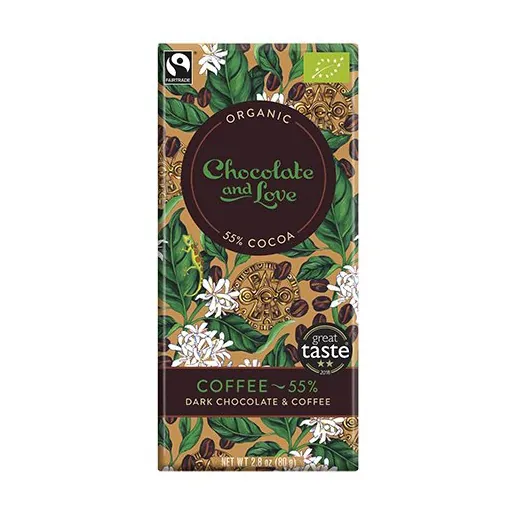 Coffee Chokolade 55% øko | 80 g | Chocolate and Love