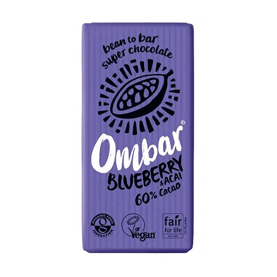 Ombar Chokolade 60% Acai Blåbær | 35 g