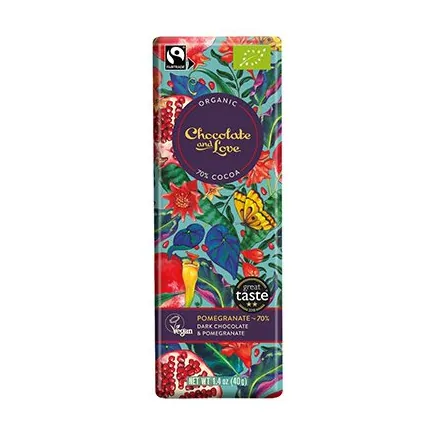 Chokolade 70% Pomegranate Ø | 40g | Chocolate and Love